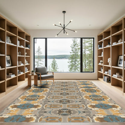 Earthy Tones Geometric Bloke Stripe Rug