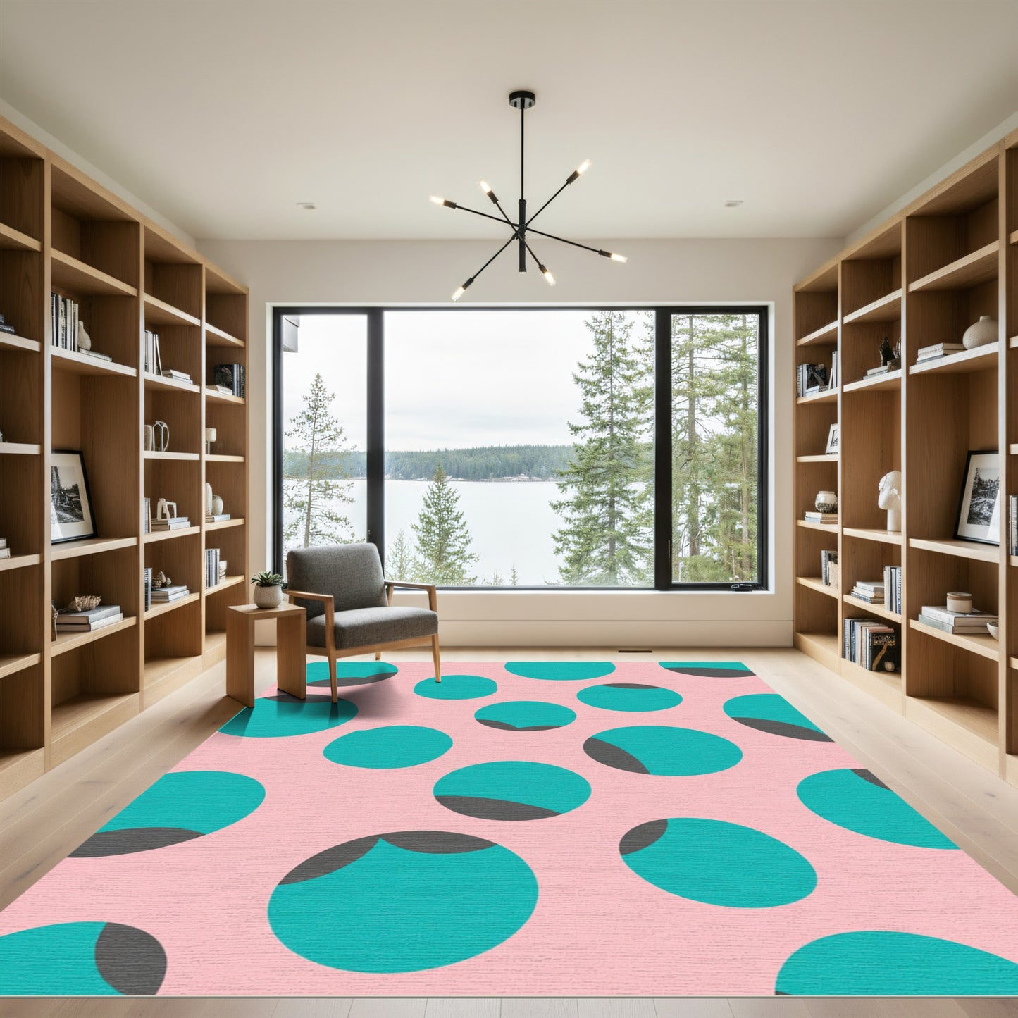 Aqua Gray Teal Polka Dot Rug