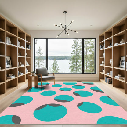 Aqua Gray Teal Polka Dot Rug