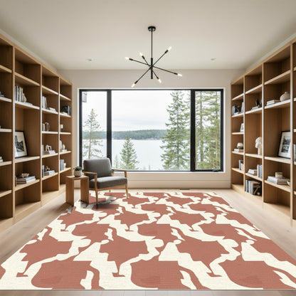 Terracotta Clay Abstract Interlocking Shapes Rug