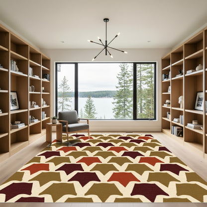 Earthy Red Geometric Tessellation Repeating Rug