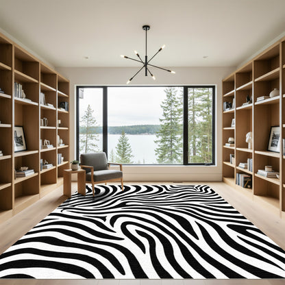 Classic Black White Zebra Stripes Rug