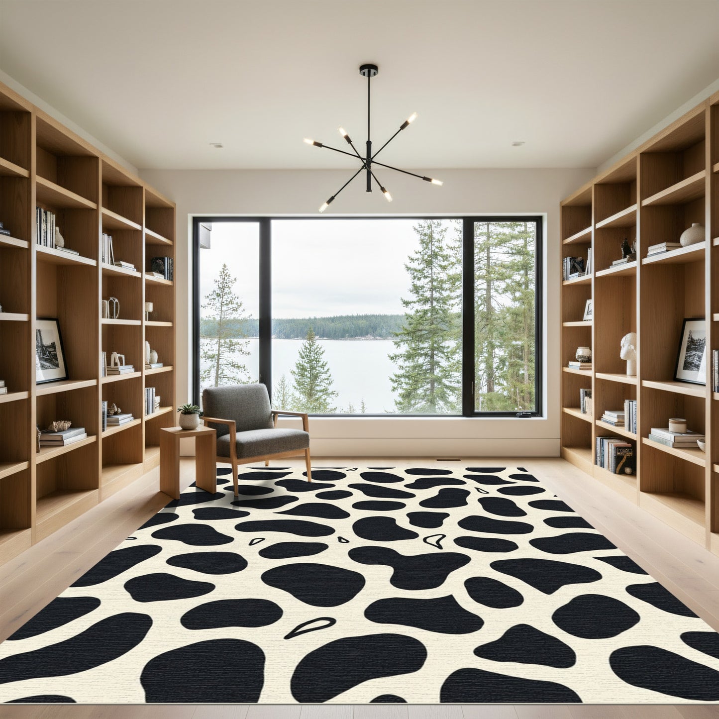 Black White Dalmatian Spots Rug