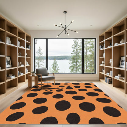 Orange Black Organic Dot Composition Rug