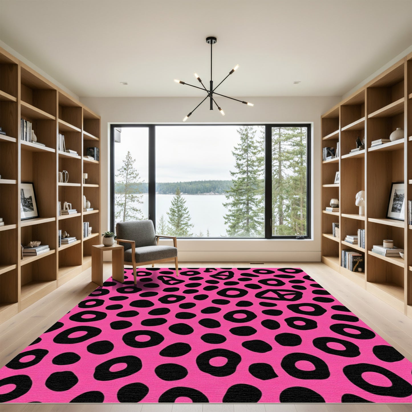 Hot Pink Black Spots Animal Hide Rug