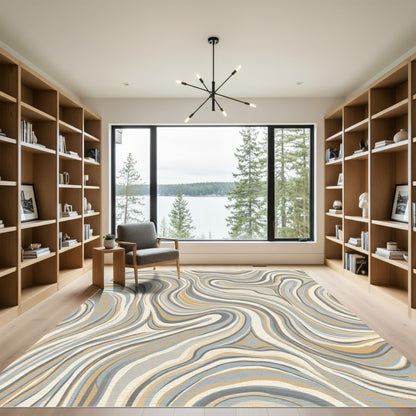 Earthy Swirl Abstract Composition Rug