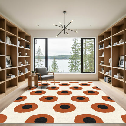 Terracotta Black Dot Grid Rug