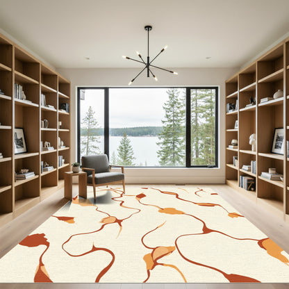 Earthy Orange Flowing Swirl Abstract Rug