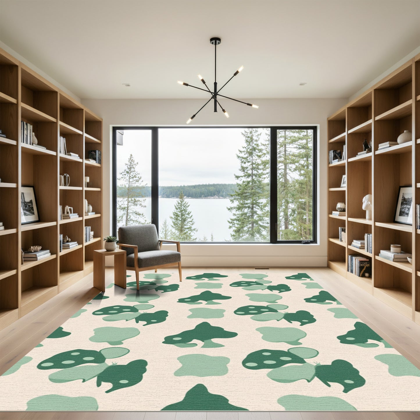 Sage Green Abstract Organic Shapes Rug