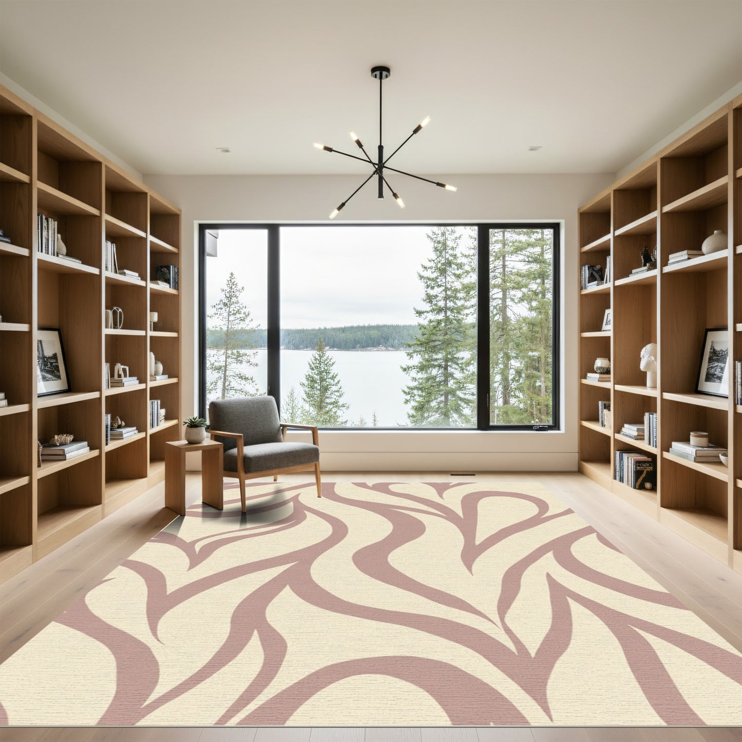 Blush Pink Swirl Organic Abstract Rug