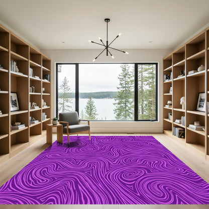 Purple Swirling Wave Abstract Rug