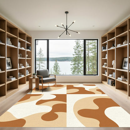 Amber Brown Neutral Curves Rug