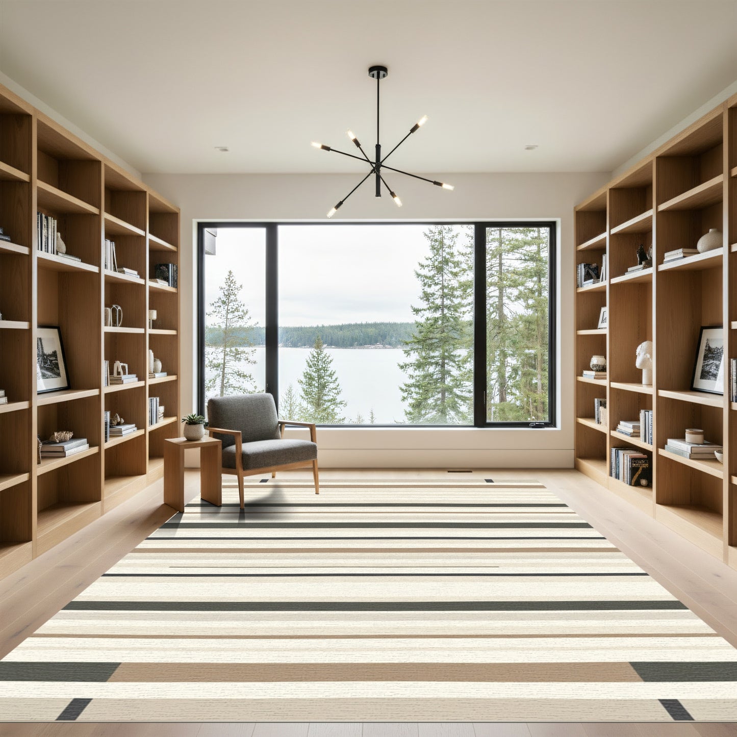 Neutral Earth Tone Striped Rug