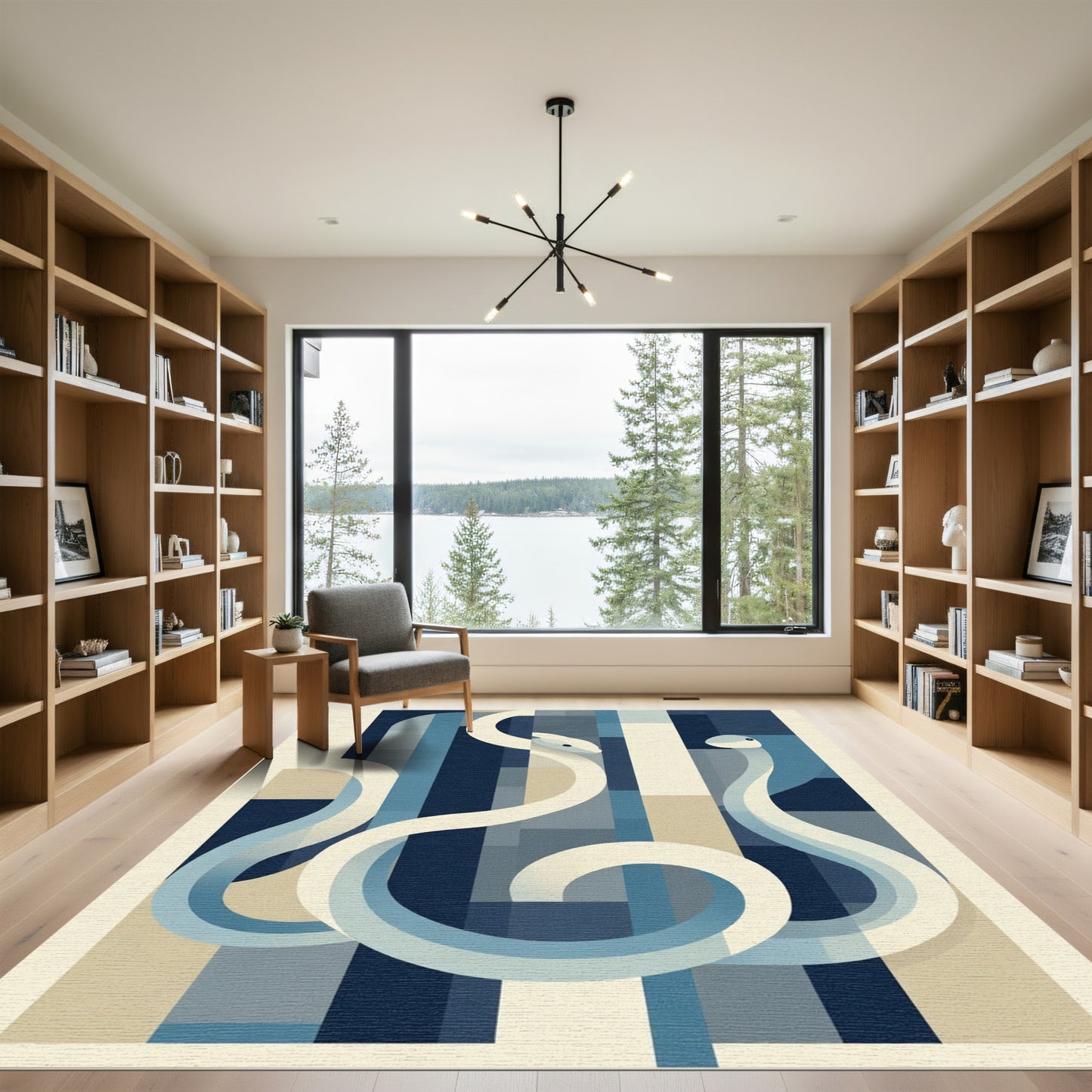 Serpentine Duo Abstract Geometric Rug