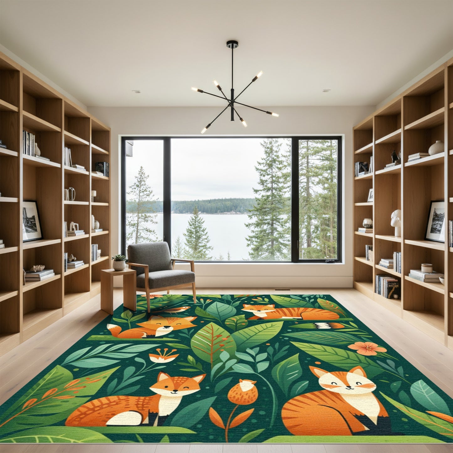 Enchanted Forest Foxes And Foliage Rug