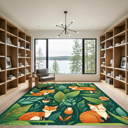 Enchanted Forest Foxes And Foliage Rug