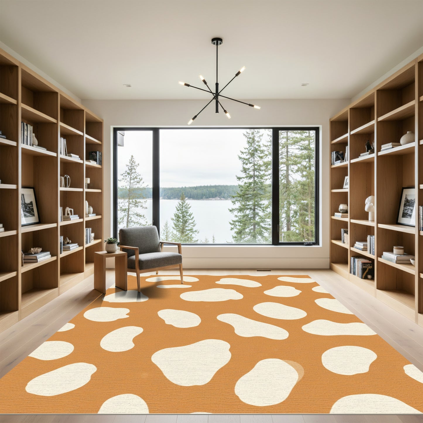 Rustic Orange Cream Blotchy Rug