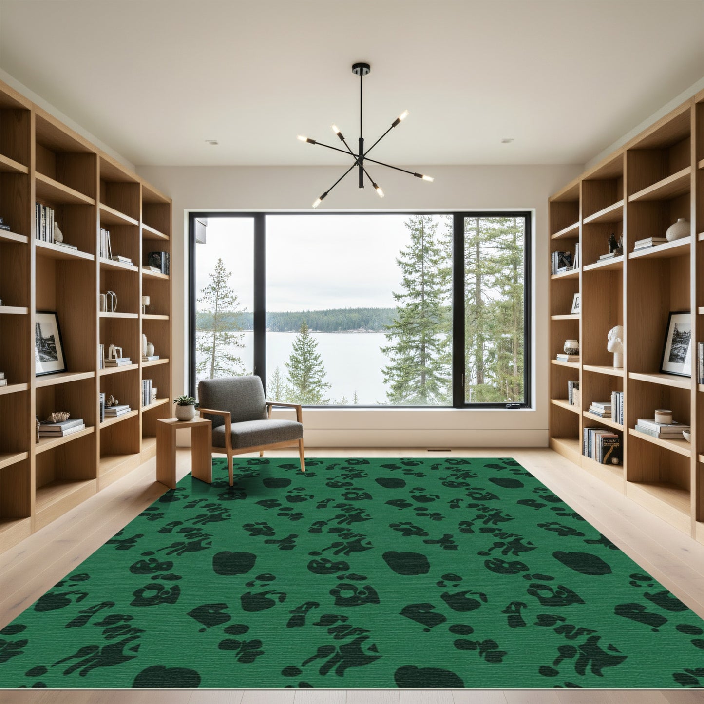 Dark Green Organic Ink Blot Rug