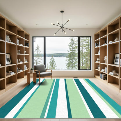 Teal Mint Stripe Rug