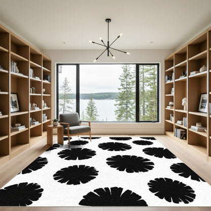 Black Abstract Floral Scatter Rug