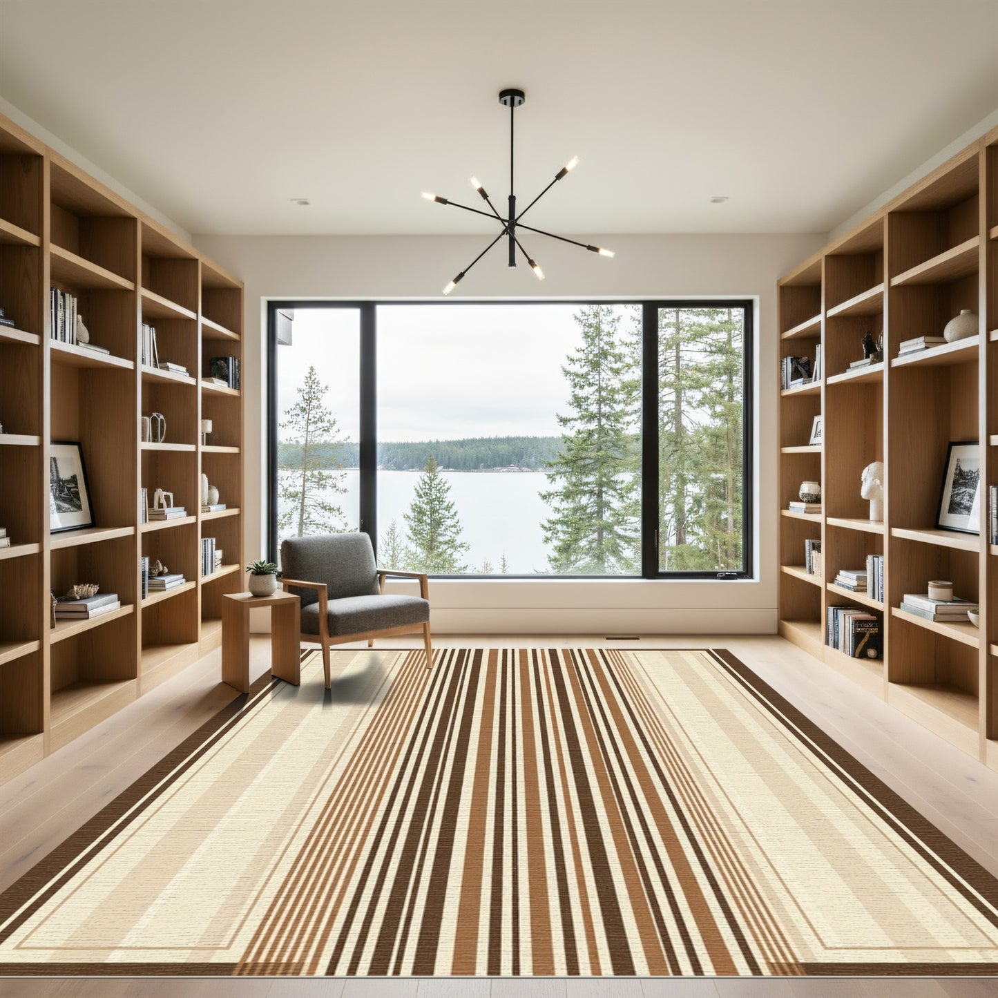 Earthy Tones Vertical Stripe Composition Rug