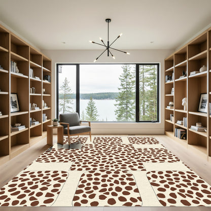 Brown Spots Cream Rounded Squares Rug