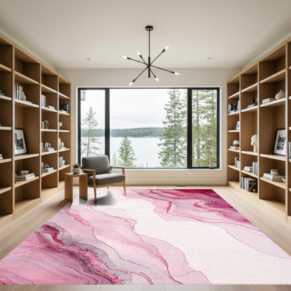 Blush Red Fluid Marble Rug