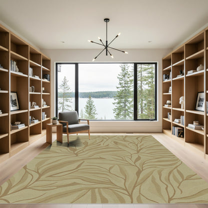 Earthy Tan Abstract Branching Flora Rug