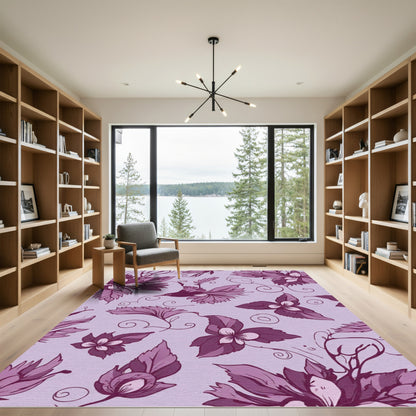 Aubergine Floral Bird Swirl Rug
