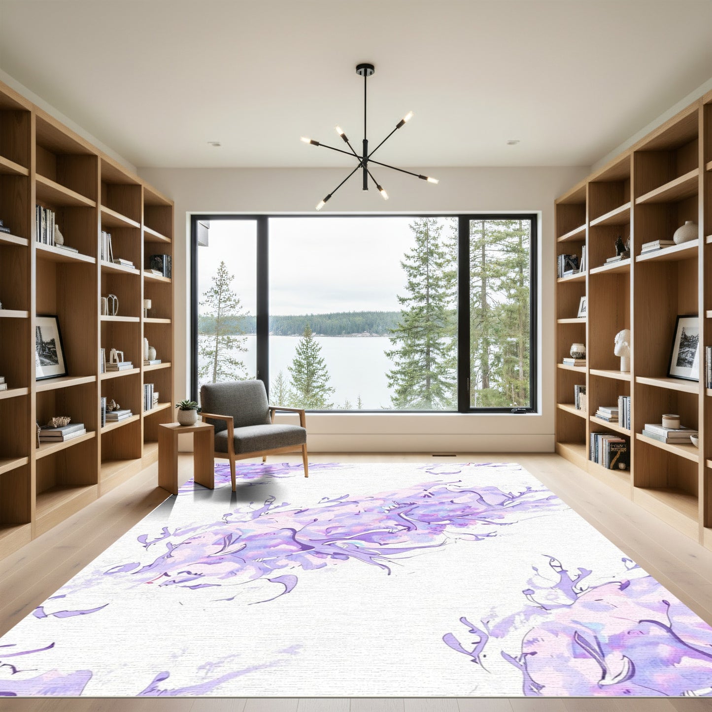 Lavender Swirl Watercolor Organic Bloom Rug