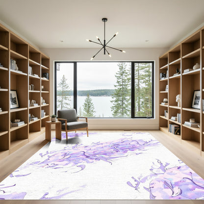 Lavender Swirl Watercolor Organic Bloom Rug