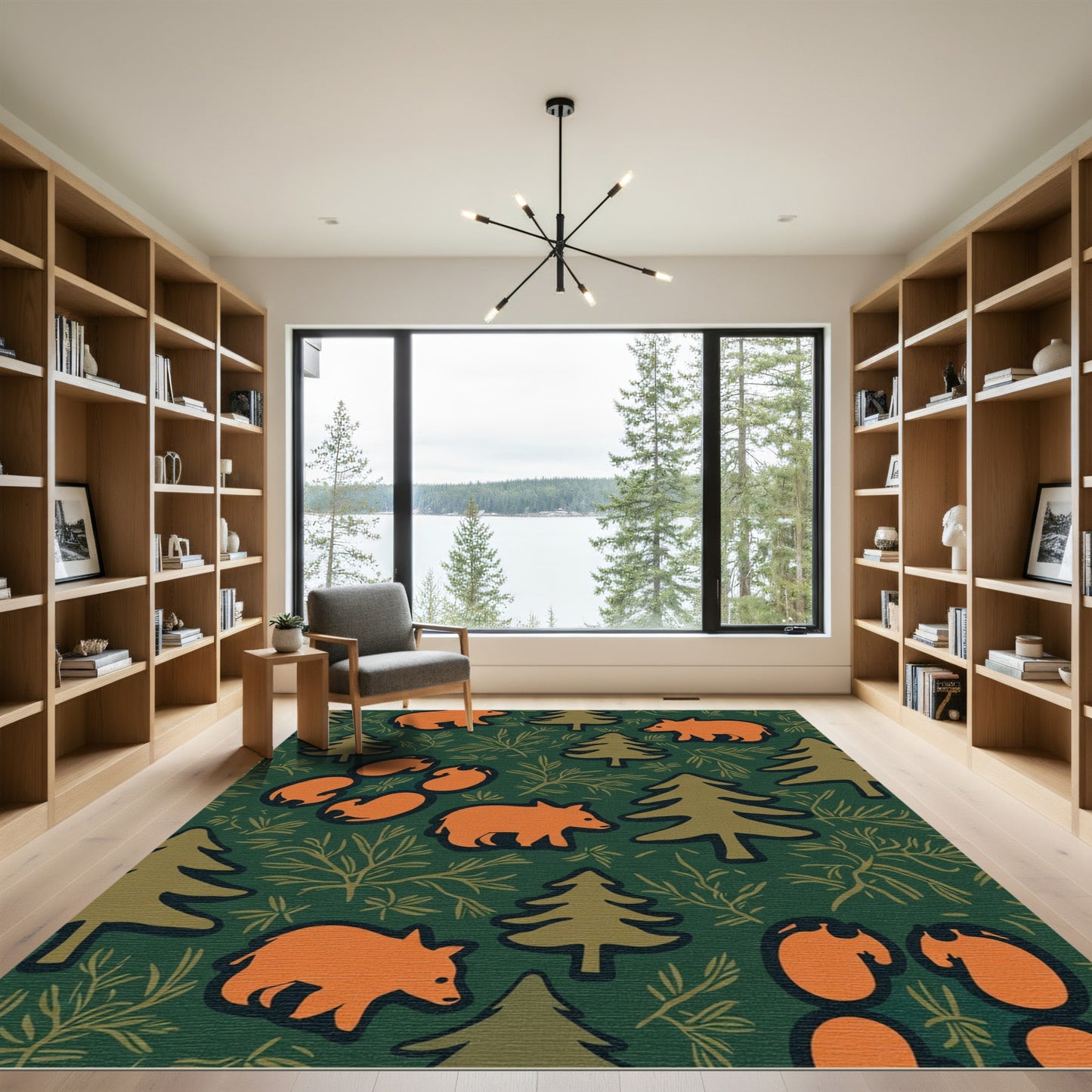 Woodland Forest Animals Bears Trees Rug