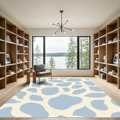 Soft Blue Spots Abstract Organic Rug