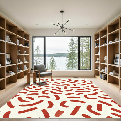 Red Brushstroke Scatter Rug