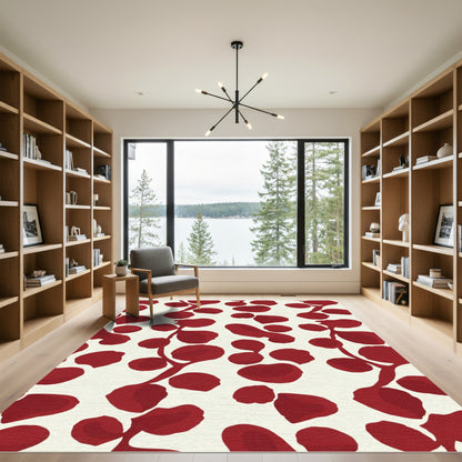 Crimson Botanical Vine Scatter Rug