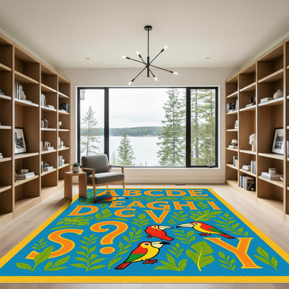 Alphabet Toucans Jungle Leaves Rug