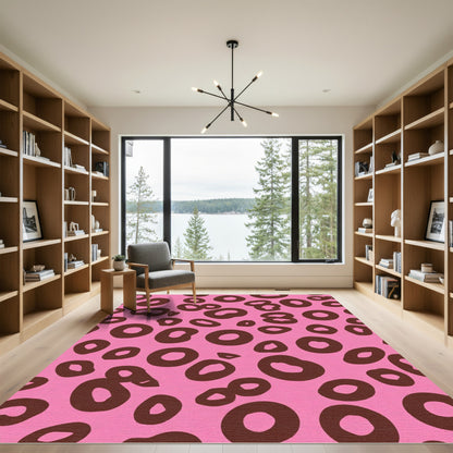 Pink Brown Spotted Animal Print Rug