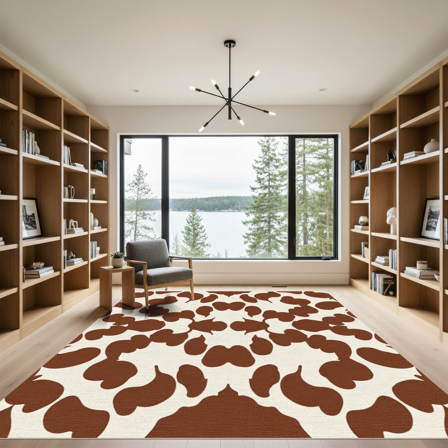 Brown Cream Abstract Spots Rug