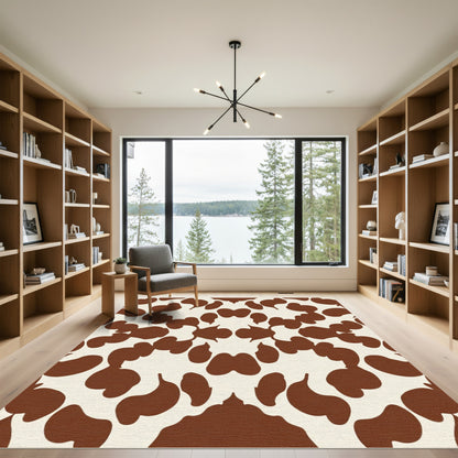 Brown Cream Abstract Spots Rug