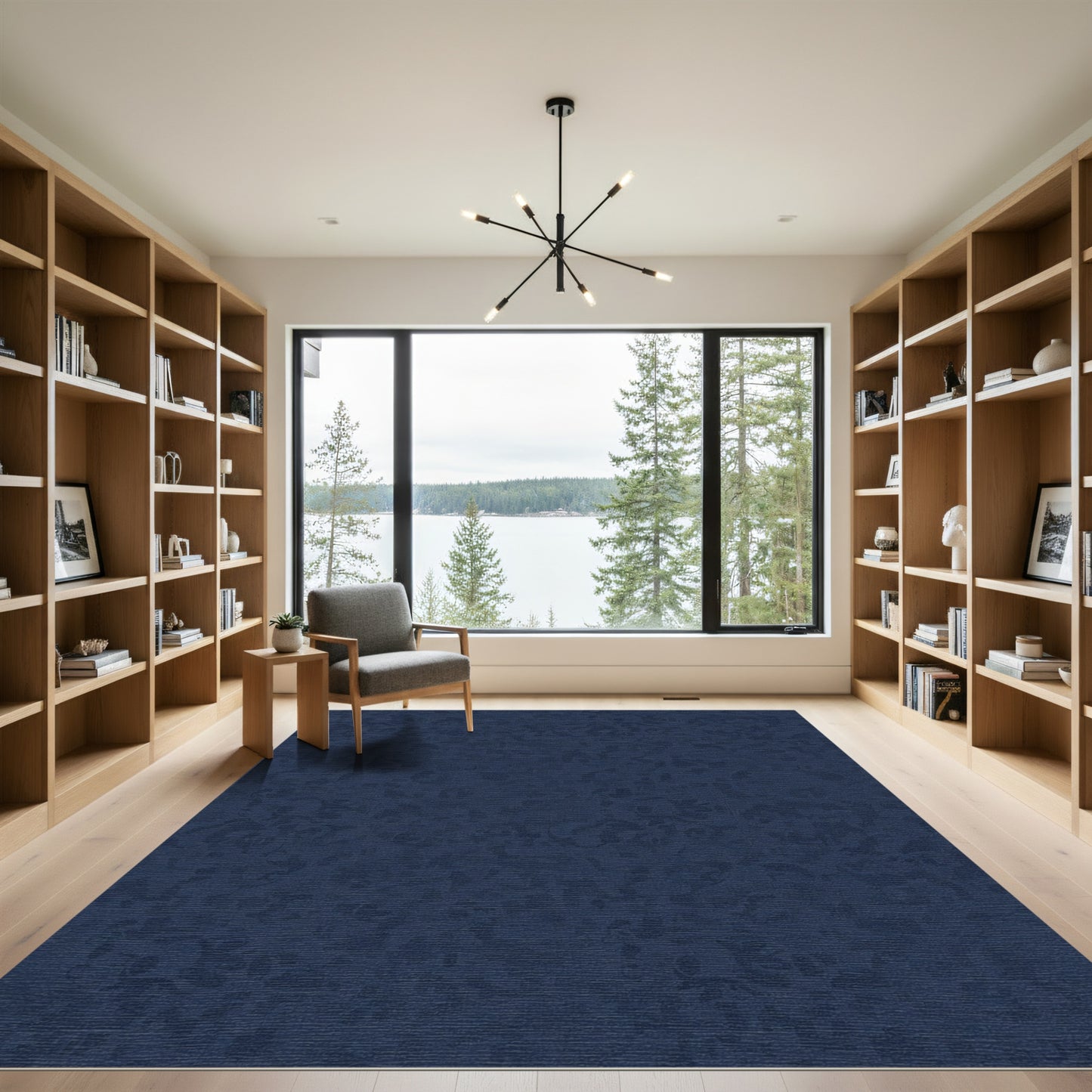 Deep Blue Abstract Camouflage Texture Rug