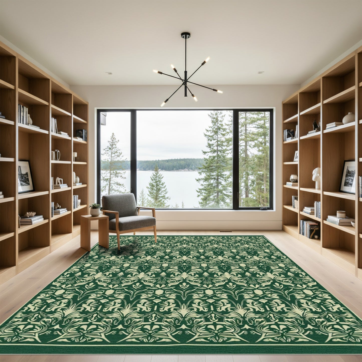 Emerald Vintage Floral Scroll Rug