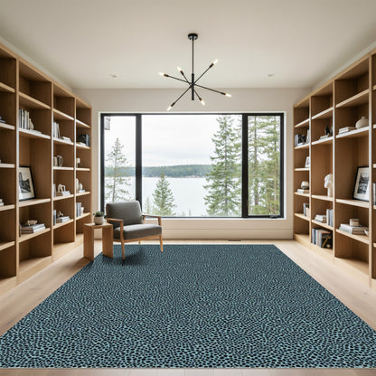 Aqua Abstract Pebble Texture Rug
