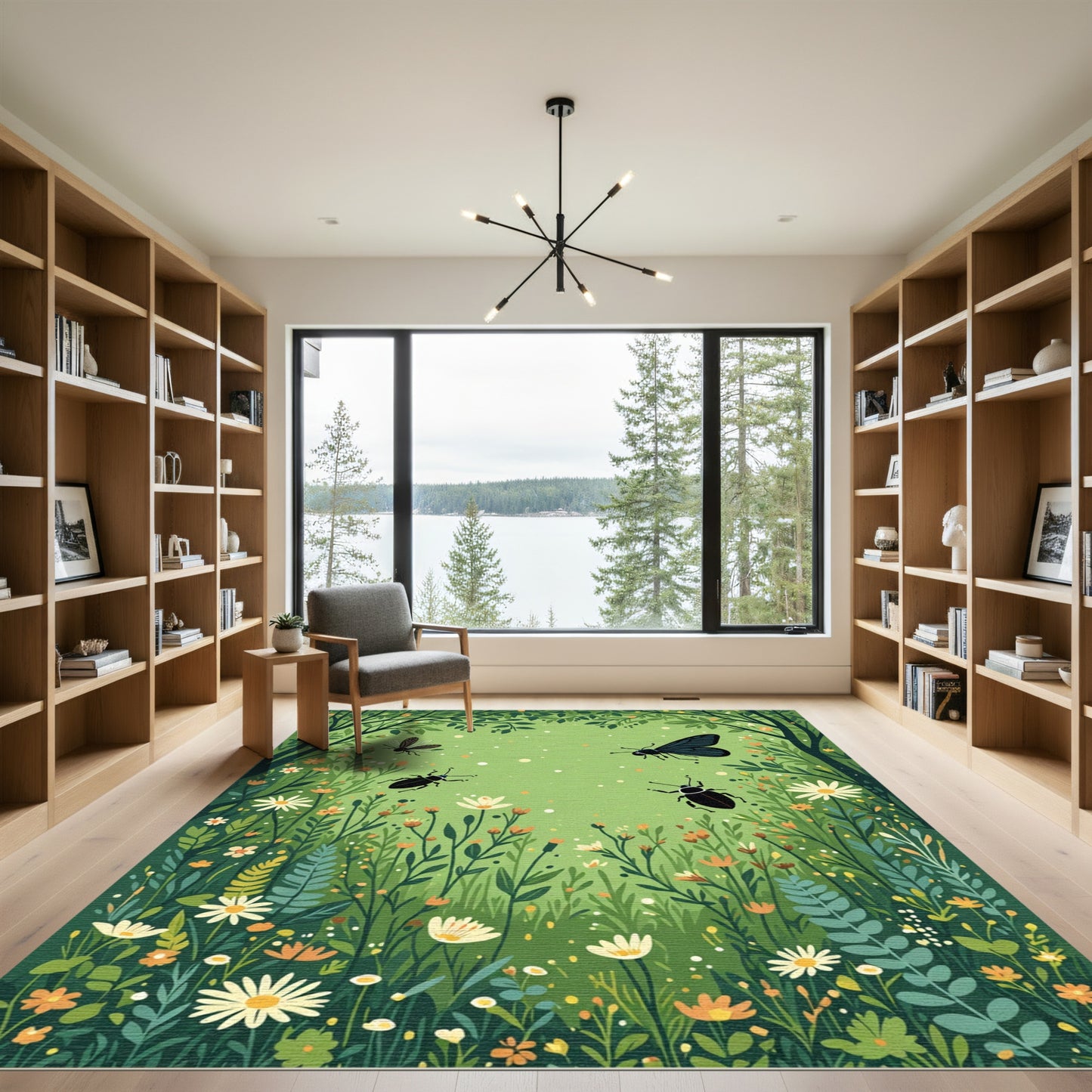 Enchanted Forest Bugs Floral Meadow Rug