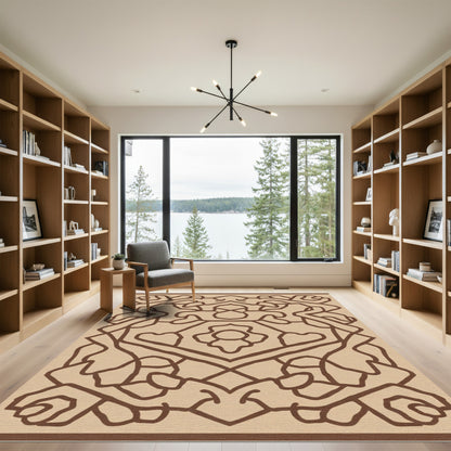 Sepia Abstract Floral Lattice Rug