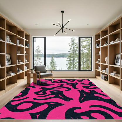 Vibrant Pink Abstract Organic Shapes Rug