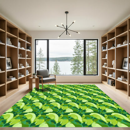 Green Abstract Organic Wave Rug