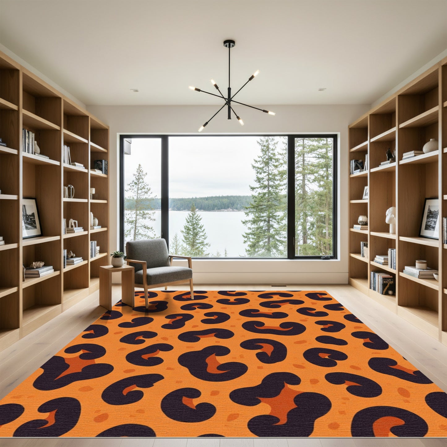 Bold Orange Leopard Spots Rug
