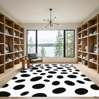 Black White Scattered Ovals Rug