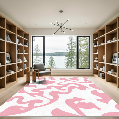 Pastel Pink Swirl Abstract Rug