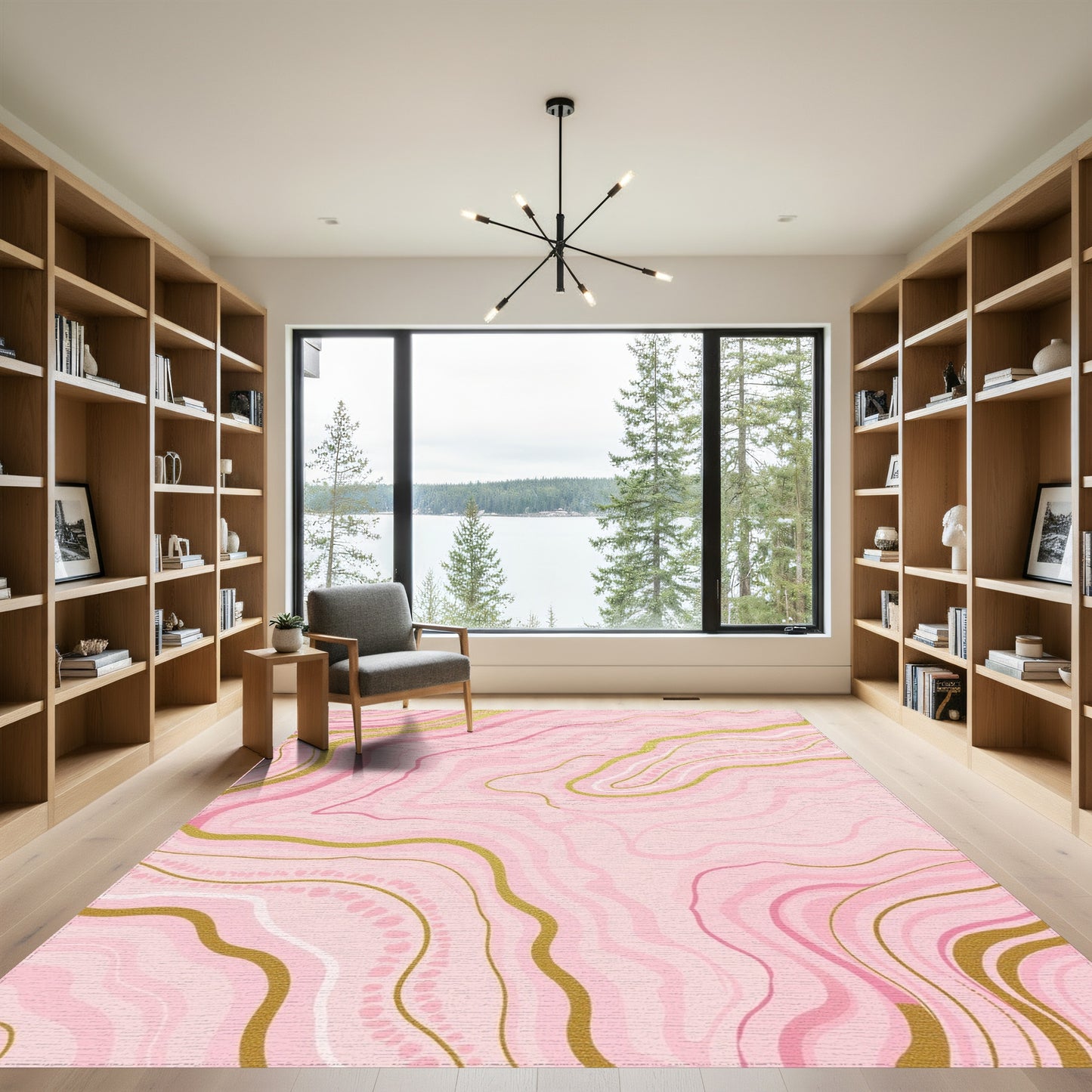 Pink Gold Marble Vein Rug
